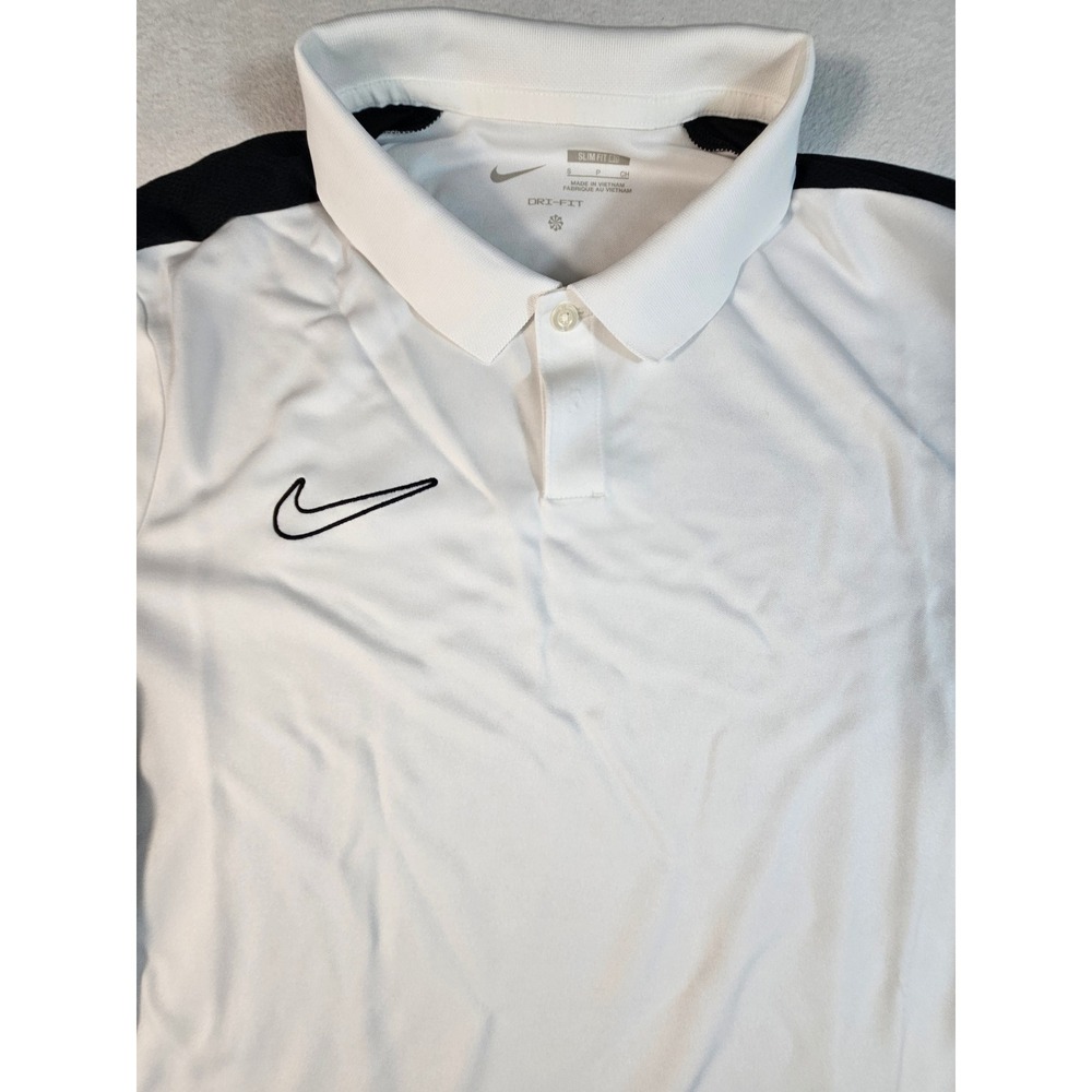Nike Mens Dri-FIT Academy Soccer Polo Shirt White Black DR1346-100 Slim Fit S